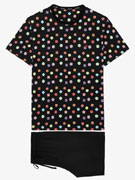 пижама мужская HOM 40-2709 чёрная с цветным принтом