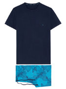 пижама мужская HOM 40-2492 синяя с принтом